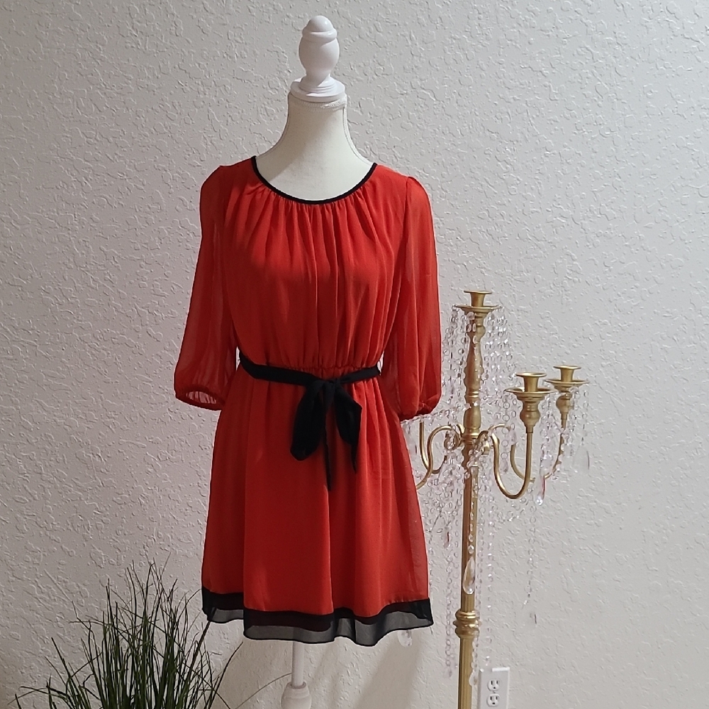 Sweet Storm Red Mini Dress with Black Trim